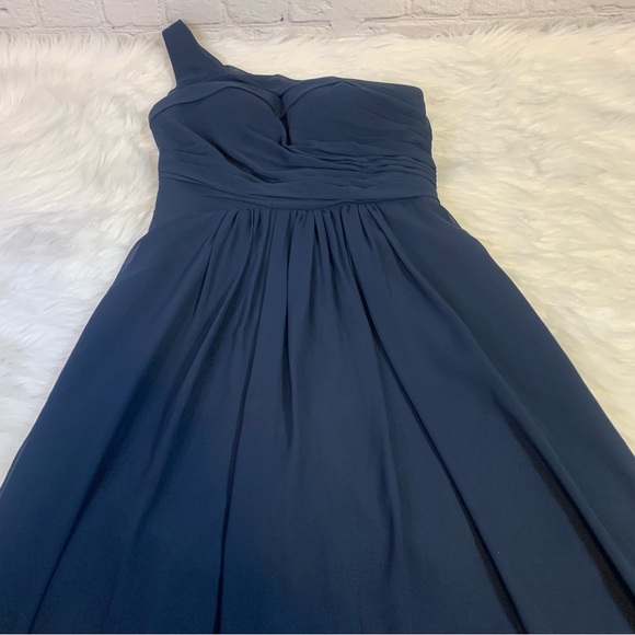 Bill Levkoff One Shoulder Navy Short Dress Size 4 - Picture 4 of 7